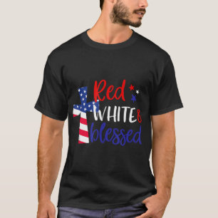Camiseta Vermelho Branco abençoado americano Jesus Cruz Cri