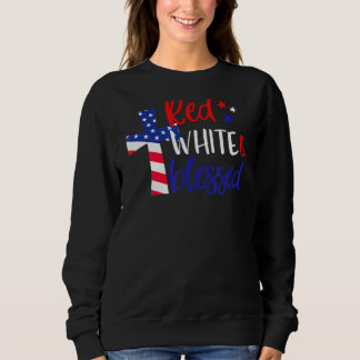 Camiseta Vermelho Branco abençoado americano Jesus Cruz Cri