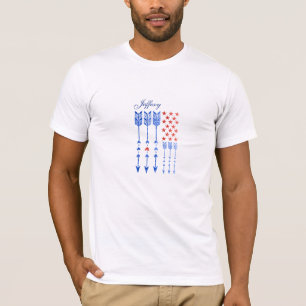 Camiseta Vermelho, branco, azul, bandeira, estrelas, setas,