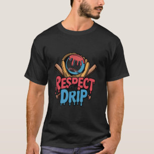 Camiseta Vermelho Branco Azul Beisebol Sorvete Gotejamento 