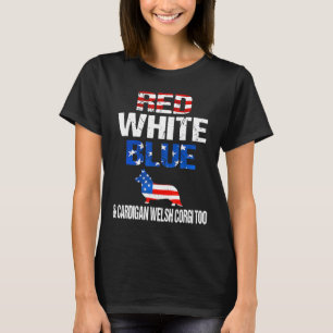Camiseta Vermelho Branco Azul E Cardigan Welsh Corgi Também