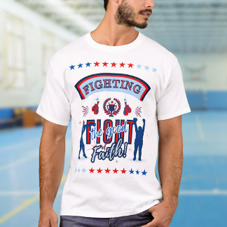 Camiseta Vermelho, branco, azul lutando contra a boa luta d