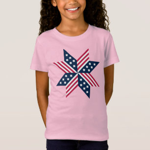 Camiseta Vermelho Branco Azul Patriótico EUA Estrelas Listr