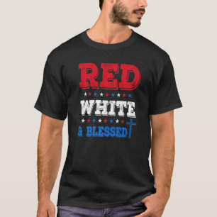 Camiseta Vermelho Branco & Bênção 4 De Julho Patriótico Fo