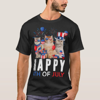Camiseta Vermelho Branco Cinto Azul Gato Persa Patriótico F