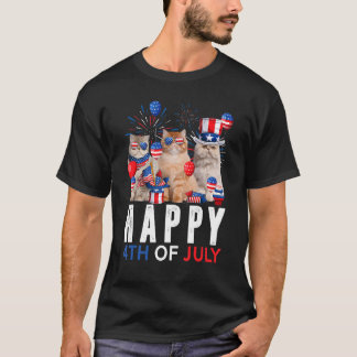 Camiseta Vermelho Branco Cinto Azul Gato Persa Patriótico F