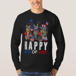 Camiseta Vermelho Branco Cinto Azul Maine Coon Patriótico F