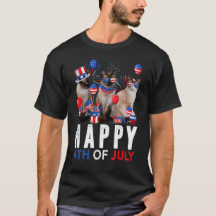 Camiseta Vermelho Branco Cinto Azul Siamês Gato Patriótico