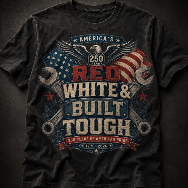 Camiseta Vermelho Branco & Construído com Força | América 2 (Criador carregado)