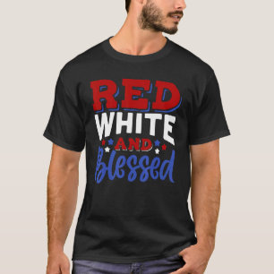 Camiseta Vermelho Branco e Abençoado 4 De Julho Sou Patriót