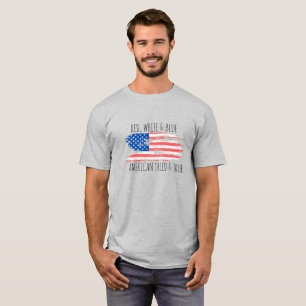 CAMISETA VERMELHO, BRANCO E AZUL AMERICANO TENTOU E CAMISET