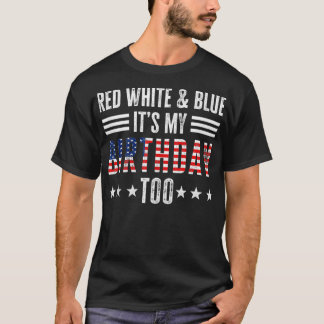 Camiseta Vermelho Branco e Azul É o meu aniversário até o d