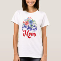 Vermelho branco e azul floral All American Mamãe