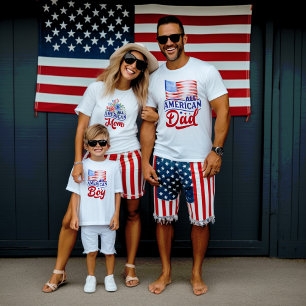Camiseta Vermelho branco e azul floral All American Pai