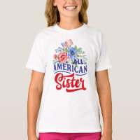 Vermelho branco e azul floral All American Sister