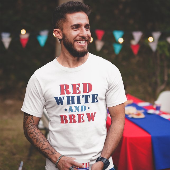 Camiseta Vermelho Branco e Cerveja Engraçado 4 de Julho Mas (Criador carregado)