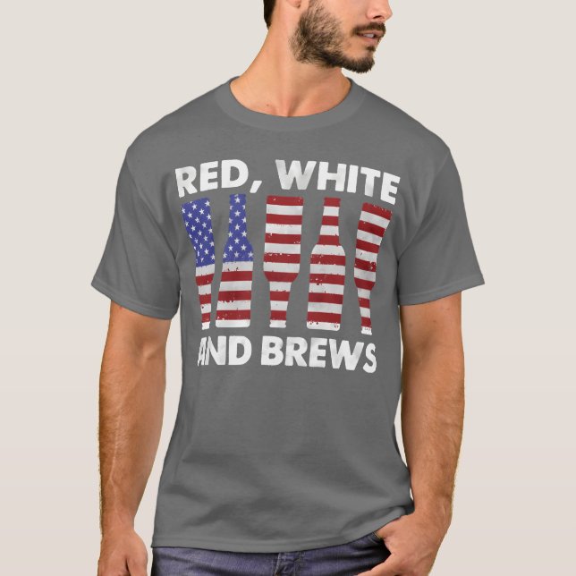 Camiseta Vermelho Branco E Cervejas vintage (Frente)