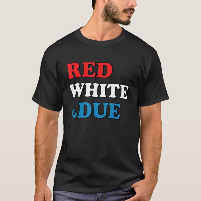 Camiseta Vermelho Branco e chá de fraldas Devido 4 de julho (Frente)