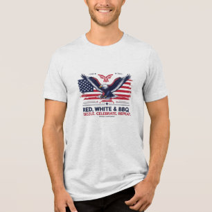 Camiseta Vermelho, Branco e CHURRASCO - Triplo Blend Premiu