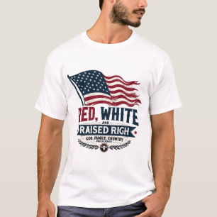 Camiseta Vermelho, branco e direito elevado: Deus, família,
