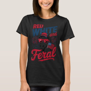 Camiseta Vermelho Branco E Feral - Cavalo Patriótico EUA Me