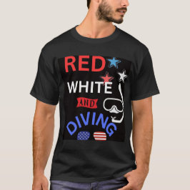 Camiseta Vermelho branco e mergulho