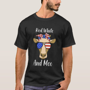 Camiseta Vermelho Branco E Moo Patriota Vaca Bandeira Dos E