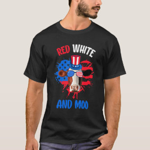 Camiseta Vermelho Branco E Moo Patriótico Vaqueiro 4 De Jul