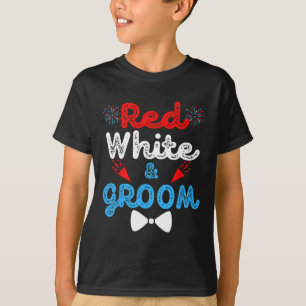 Camiseta Vermelho Branco E Noivo Festa De Casamento Engraça