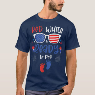 Camiseta Vermelho branco e pronto para Pop 4 de julho Gravi