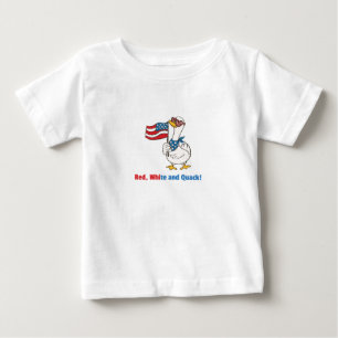 Camiseta Vermelho, Branco e Quack! Gráfico de Pato Patrióti