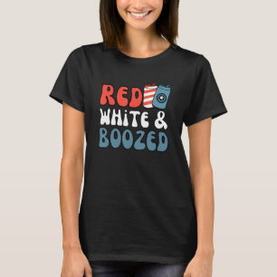Camiseta Vermelho Branco E Retro Com Boz Groové 4 De Julho