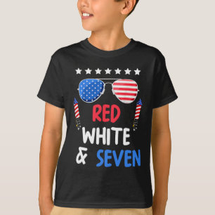 Camiseta Vermelho Branco E Sete 7 Aniversário 4 De Julho In