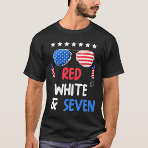 Camiseta Vermelho Branco E Sete 7 Aniversário 4 De Julho In
