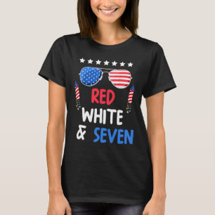 Camiseta Vermelho Branco E Sete 7 Aniversário 4 De Julho In
