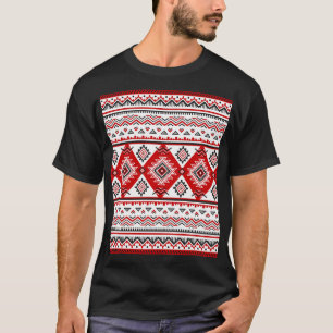 Camiseta Vermelho branco preto étnico, motivos ucranianos.