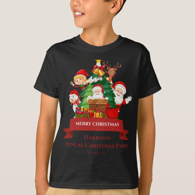 Camiseta Vermelho Branco Simples Feliz Natal  (Frente)