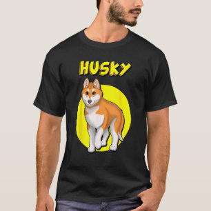 Camiseta Vermelho Cinto e Branco Siberianos Olhos Castanhos