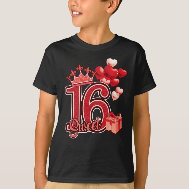 Camiseta Vermelho de aniversário de 16 anos (Frente)