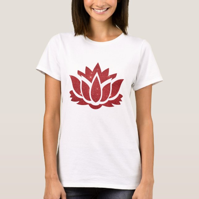 Camiseta vermelho de flor de lotus (Frente)