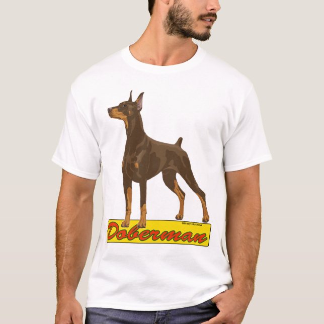 Camiseta Vermelho do doberman (Frente)