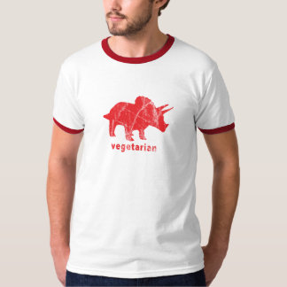 Camiseta Vermelho do Triceratops do vegetariano do vintage