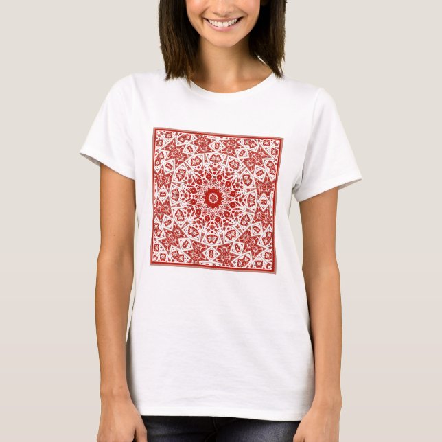 Camiseta vermelho e branco, etnia bandana (Frente)
