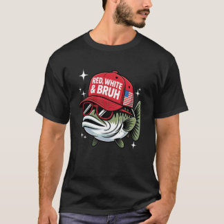 Camiseta Vermelho e Branco Patriótico Bruh América Pesca 4º
