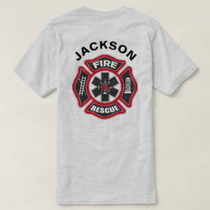 Camiseta Vermelho e Preto de Fogo e Salvamento