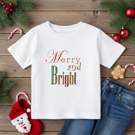 Camiseta Vermelho e Verde Divertido Natal e Brilhante Bebê
