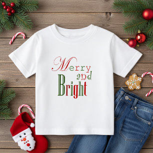 Camiseta Vermelho e Verde Divertido Natal e Brilhante Bebê