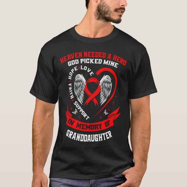 Camiseta Vermelho Em Memória Da Doença Cardíaca Da Avó (Frente)