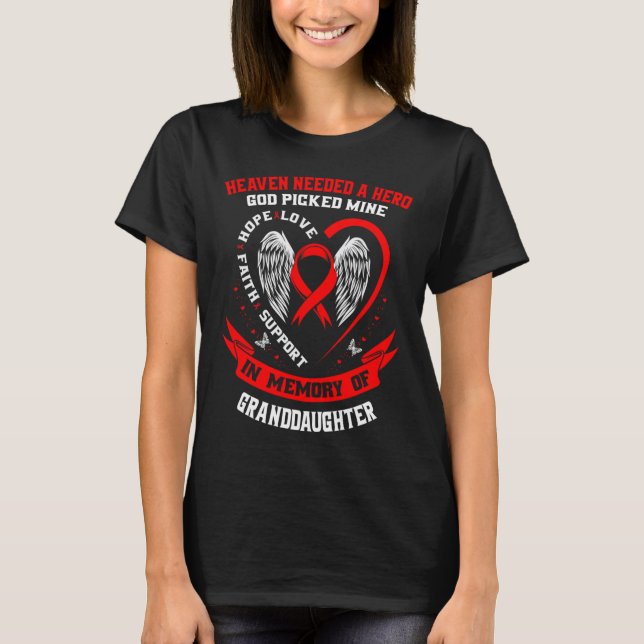 Camiseta Vermelho Em Memória Da Doença Cardíaca Da Avó (Frente)