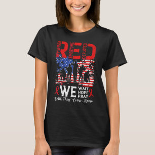 Camiseta Vermelho Esperamos Esperar Que Rezemos Até Que Ele